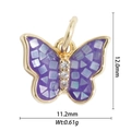 Detail of purple butterfly charm with gold frame and size specifications 12.0mm x 11.2mm - Purple Butterfly (DZ-1760)