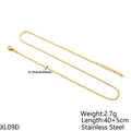 Detailed specs of golden stainless steel bead chain necklace, 40+5cm length, 2.7g weight - Gold Necklace - 40+5cm