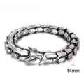Men's retro dragon head bracelet in antique silver finish with 14mm width dragon bone link - 14mm / 23CM / Antique Silver