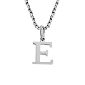 Minimalist silver stainless steel pendant necklace featuring the capital letter E - Letter E-Steel