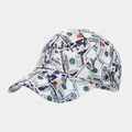 Detailopname van de 100 dollarbiljet print op deze vintage Amerikaanse baseballpet - Verstelbaar / Blauw Groen Kleurrijke Dollar Druk