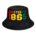 Cappello da pescatore nero Juneteenth 1865 con stampa street style rosso giallo verde - M (56-58cm) / Stampa di Lettere 1865 (M1791)