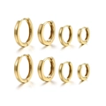 Polished 18K gold plated hoop earrings set in four different sizes for women - Gold Smooth Square (12mm)