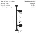 Retro black cast iron door handle set with mounting screws for barn doors and garden gates - 7868 Handle Medium