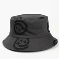 Dettaglio cappello alla pescatora grigio scuro con stampa graffiti in twill di cotone robusto - L(58-60cm) / Grigio