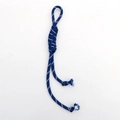 Adjustable blue and white woven nylon cord strap with a central knot design - Navy Blue