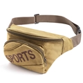Khaki canvas waist bag for sports with adjustable strap and front zipper pocket - 27*17*17cm / Khaki