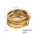Gold and silver interlocking multi-band stainless steel ring with micro-set zircon - US 8 / 4-Layer Gold Zircon