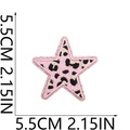Pink leopard print star embroidery patch with 5.5cm measurement scale on white background - Style 19 (Star Pink Black Leopard)