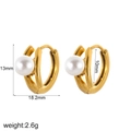 18k gold-plated geometric pearl hoop earrings for women with detailed size measurements - Multi-layer Hoop Pearl Buckle Style (TE60156)