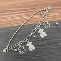 Silver bear charm bracelet with dual link chains and adjustable bead extender - K546 Stainless Steel Bear Bracelet
