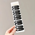 Set of 10 matte black oval BB hair clips for girls displayed on a white princess card - 50# Matte Black Oval Rect - 10Pcs