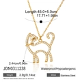 Maßangaben zur goldenen Edelstahl Halskette mit hohlgefräster Katze und weißen Zirkoniasteinen - 316 Edelstahl Stil / Goldene Katze Halskette (JDN0311238) [316 Edelstahl]