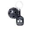 Pickleball sleutelhanger met zwarte geperforeerde bal en racket met China-logo - 3D Bal Stijl B / Zwart