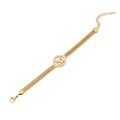 Gold-plated stainless steel bracelet featuring a crystal-encrusted letter M charm pendant - Letter M / Gold