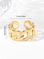 Golden Cuban link open ring in polished titanium steel with adjustable band design - Adjustable Open / Gold Cuban Link Chain (W086-1)