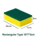 Dual-layer green and yellow rectangular sponge scrubber 10x7x3cm for kitchen dish washing - Square / 10*7*3cm