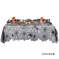Black lace spider web tablecloth for Halloween decor, 137x183cm polyester mesh cover - Spider Tablecloth 137*183cm