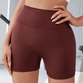Pantaloncini yoga senza cuciture a vita alta bordeaux con fascia a costine modellante - Taglia S / Pantaloni e gonne / Marrone