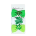 Lot de trois barrettes à cheveux avec nœuds en ruban et trèfles sur carte blanche - Trèfle de la Saint-Patrick (3pcs) / Irish day