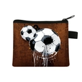 Brown soccer theme mini zipper coin purse for kids featuring a stylish graffiti art football - Splatter Soccer