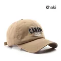 Khaki cotton baseball cap with vintage Canada embroidery and Niagara Falls lettering - Khaki