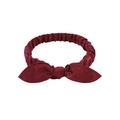 Elastic baby headband with burgundy cotton bow and vintage rabbit ear design - Burgundy