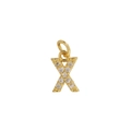 Classic 18k gold plated brass pendant featuring letter X with pavé cubic zirconia - Letter X