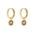 Boucles d'oreilles créoles arc-en-ciel avec zircons colorés et finition dorée chic - Fleur Or Arc-en-ciel