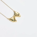 Minimalistische goldene Halskette mit Schleifenanhänger und bunten Edelsteinen - Bunte Zirkonia-Schleife (XL3355-1)