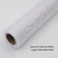 White Snow Dot Mesh Wrap Roll 3.6m x 50cm for Floral Bouquet and Gift Packaging - 50cmx3.6m / White