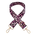 Adjustable purple leopard print shoulder strap with gold metal hooks on white background - Gold Buckle / No.246-Rose Purple