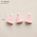 Pink felt mini Christmas hats with white pom-poms for DIY craft decoration 3pcs - No.17 Pack of 3-Mini Pink Santa Hat