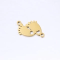 Pendentif connecteur double empreinte de bébé en acier inoxydable doré pour bijoux DIY - Doré