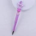 Macro shot of purple glitter DIY beaded pen featuring a cute silicone koala topper - Purple Koala