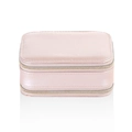 Travel jewelry box in pearlescent pink with double layer zipper for rings and earrings - Nude Pink