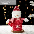 Christmas snowman candy jar with red polka dots and knitted hat, size 21x22cm - Red Polka Dot Snowman Apple Jar