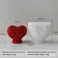 3D heart silicone mold for DIY candles with size specifications and Love engraving - Heart Mold J-0887