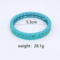 Détail du bracelet émaillé bohème avec mesure de diamètre de 5,3 cm - Bracelet Bleu Strass Vert