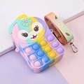 Cartoon dog silicone pop-it shoulder bag in macaron colors with printed strap - Number 2