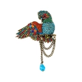 Vintage parrot brooch with colorful rhinestones and blue teardrop pendant - Vintage Parrot Waterdrop Pendant Style (DW0623)