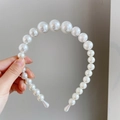 Elegant white faux pearl headband with gradient size beads for women wedding accessory - Exaggerated Gradient Large Pearl