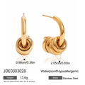 Golden spiral multi-layer stainless steel C-shaped stud earrings for women - Gold (JDE0303028)