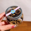 Brown elastic hair tie set in a clear plastic jar with pink Guardian Angel label - Jar / 3# Coffee Series
