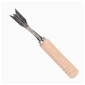 Garden hand weeder with ergonomic wooden handle and stainless steel three-prong fork head - Simple Style (Wooden Handle)