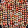 Polished natural Imperial Jasper beads in orange-red with unique marbled textures for jewelry - Orange Emperor Stone 2