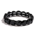 Doppelreihiges schwarzes Herz-Armband mit elastischer Schnur und facettierter Optik - Schwarz (Gunmetal Schwarz Basis)