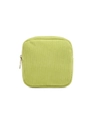 Light green corduroy mini makeup pouch with golden zipper for lipstick storage - Green