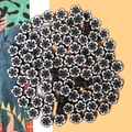 Black and white 10mm flower polymer clay beads for DIY jewelry making and bracelet crafts - Black Plum Blossom