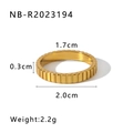 Detailed dimension guide for 18k gold plated ribbed ring showing 1.7cm inner diameter - US 7 / Ribbed Textured Style (NB-R2023194)